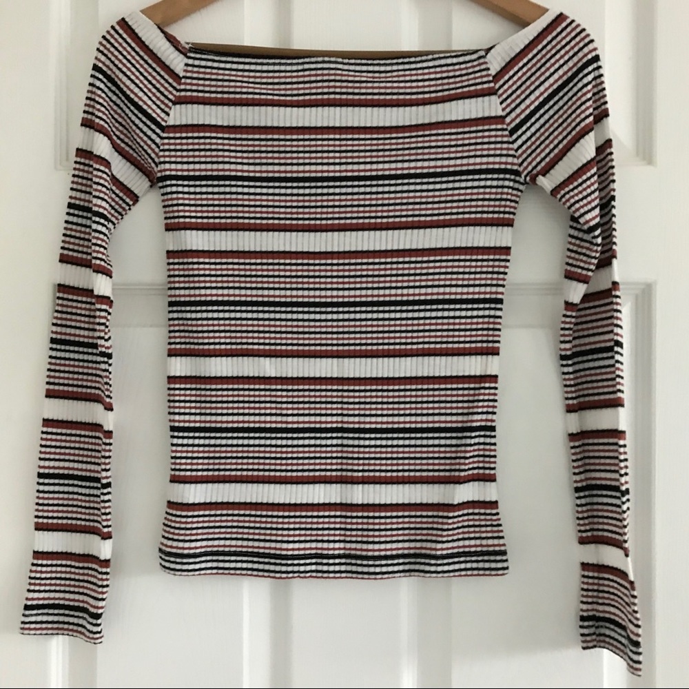 ASOS Striped Ribbed Bardot Top - Picture 4 of 4